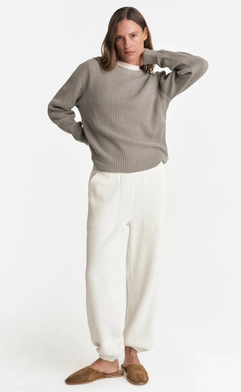 Mate The Label Organic Cotton Waffle Sweatpants in Color Bone NWT Size XL